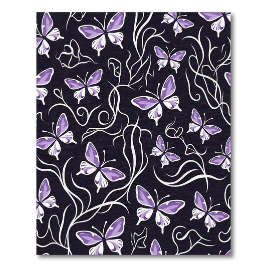Whimsical Purple Butterfly Floral Rug