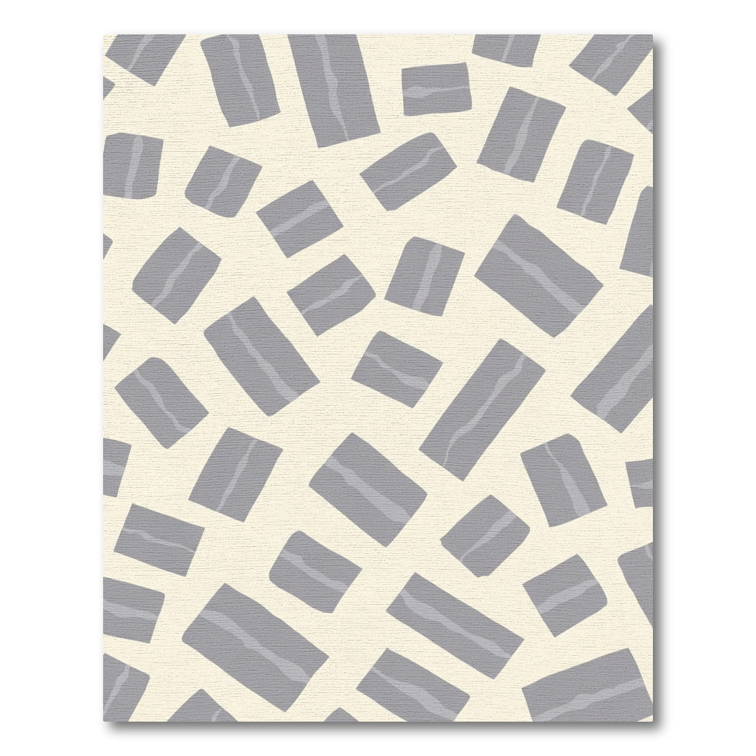 Gray Rectangular Shapes Scattered Overlay Rug