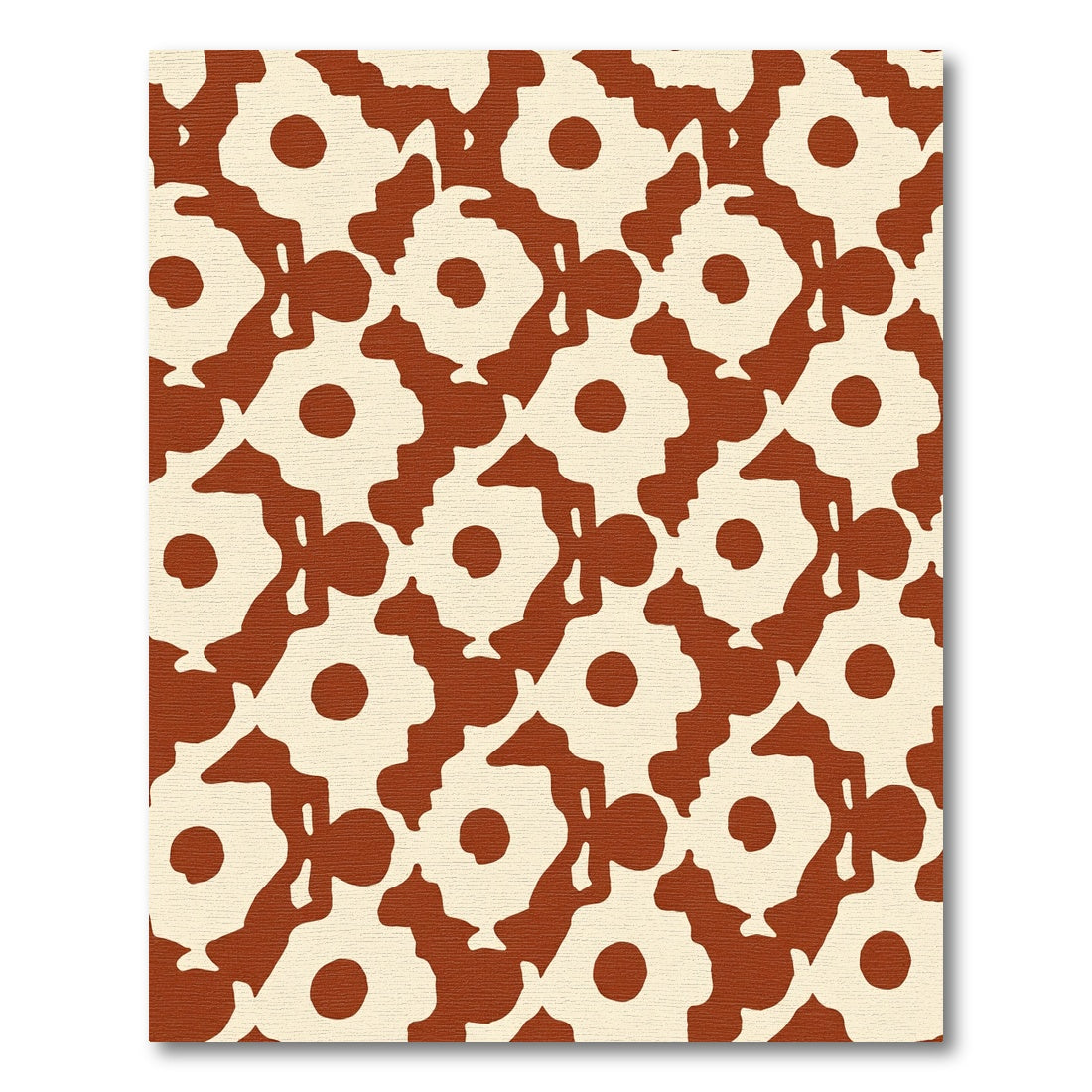 Ochre Cream Abstract Floral Arrangement Rug