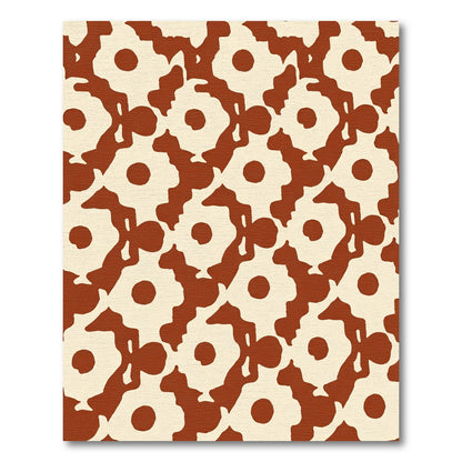 Ochre Cream Abstract Floral Arrangement Rug