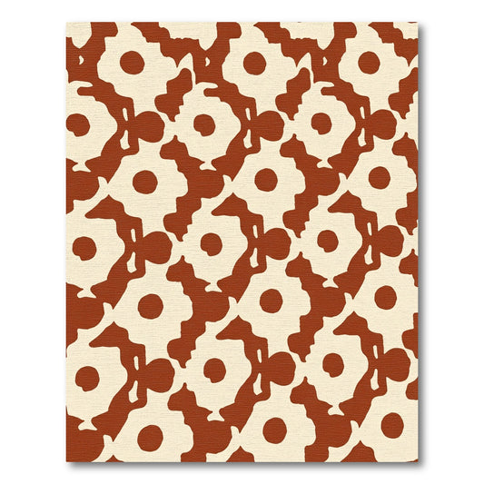 Ochre Cream Abstract Floral Arrangement Rug