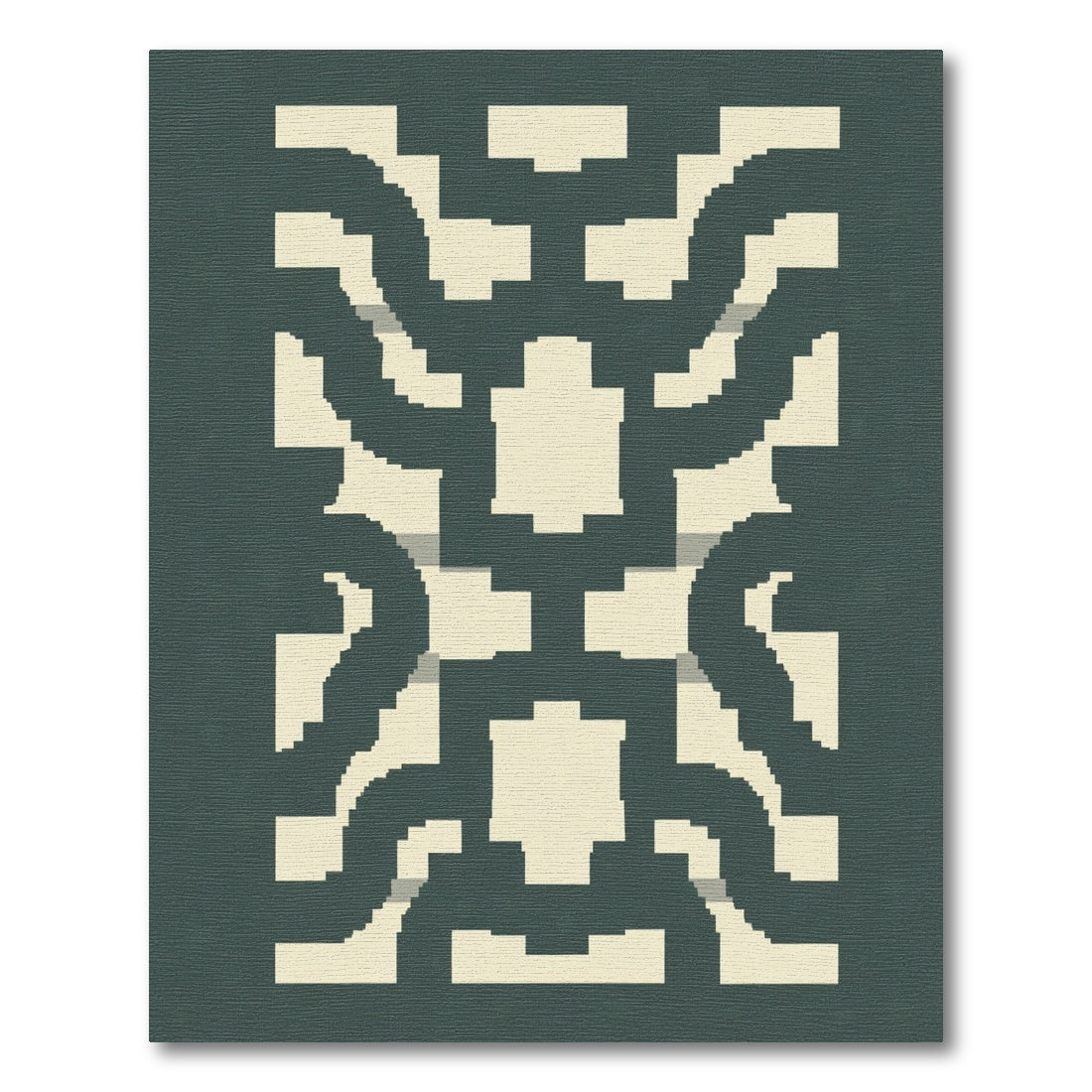 Dark Teal Cream Interlocking Maze Rug