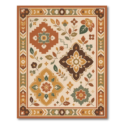 Earthy Floral Medallion Area Rug