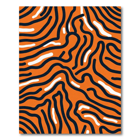 Bold Orange Black Wavy Lines Rug