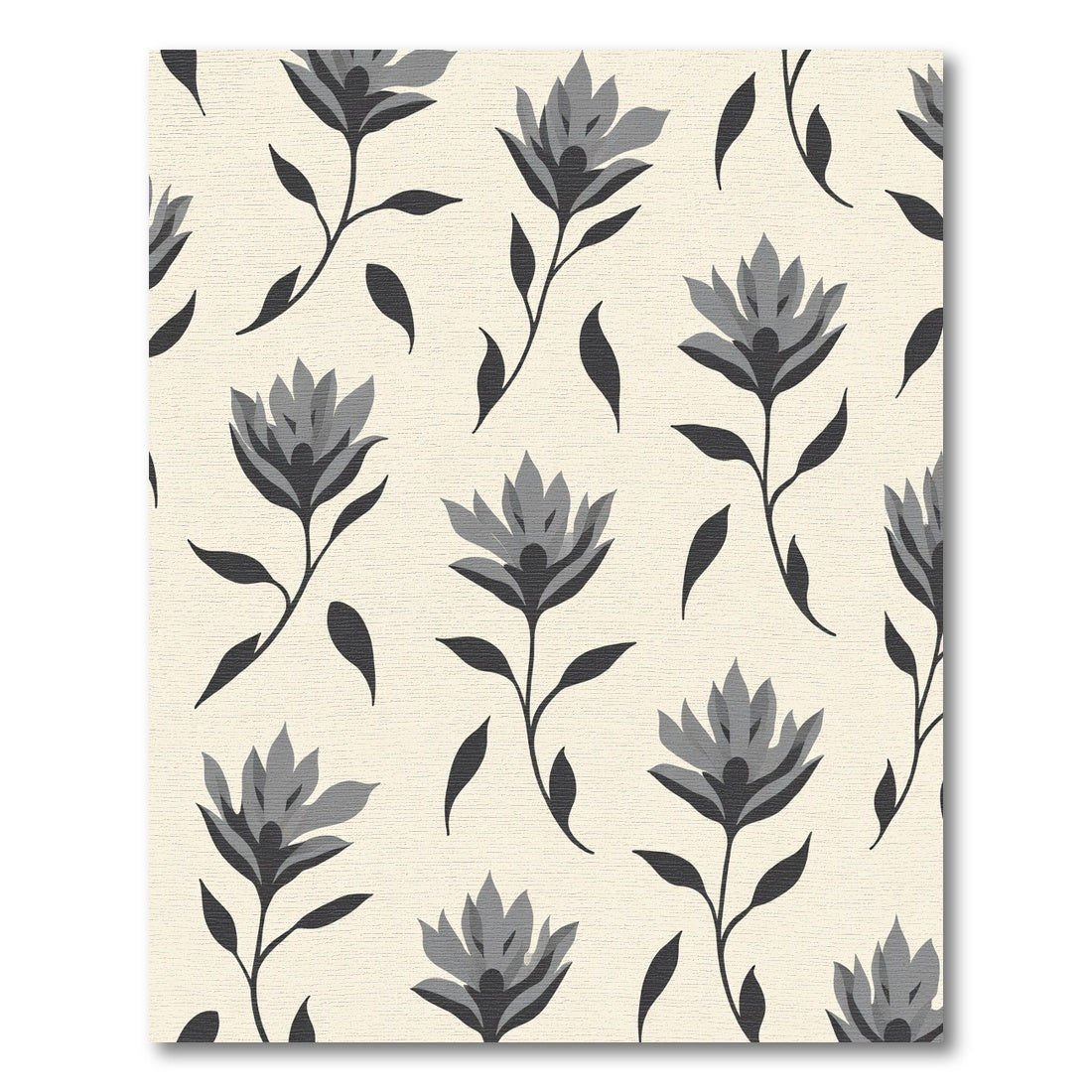 Monochromatic Grey Floral Branch Arrangement Rug