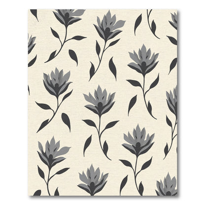 Monochromatic Grey Floral Branch Arrangement Rug