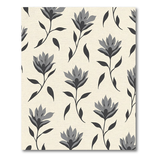 Monochromatic Grey Floral Branch Arrangement Rug