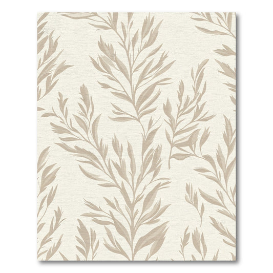 Neutral Tan Botanical Branch Arrangement Rug