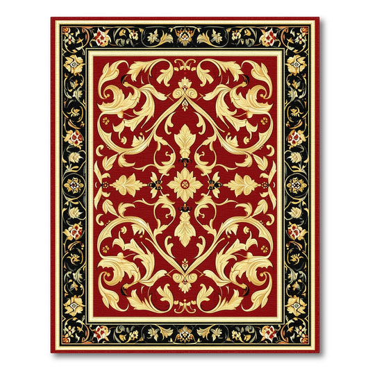 Red Gold Floral Persian Area Rug