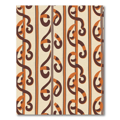 Brown Orange Swirl Vertical Stripe Rug
