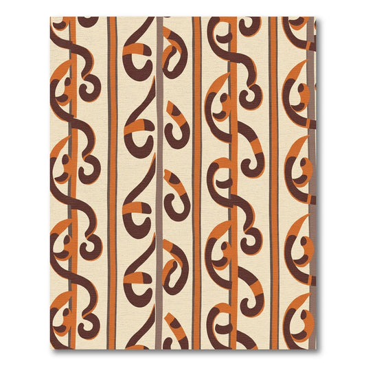 Brown Orange Swirl Vertical Stripe Rug