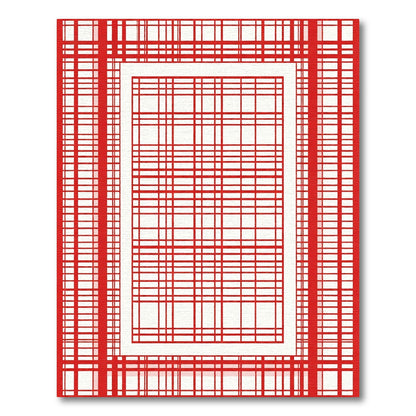 Bold Red Plaid Frame Rug