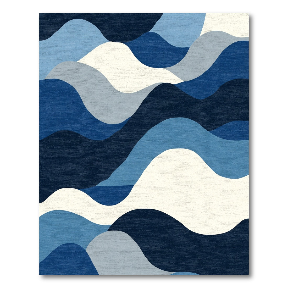 Deep Blue Wavy Abstract Landscape Rug