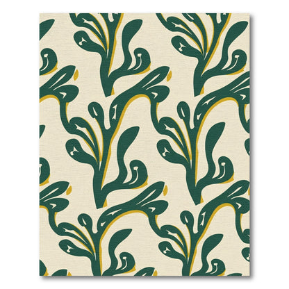 Abstract Green Yellow Leaf Flow Rug