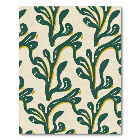Abstract Green Yellow Leaf Flow Rug