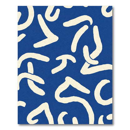 Bold Blue Abstract Organic Shapes Rug