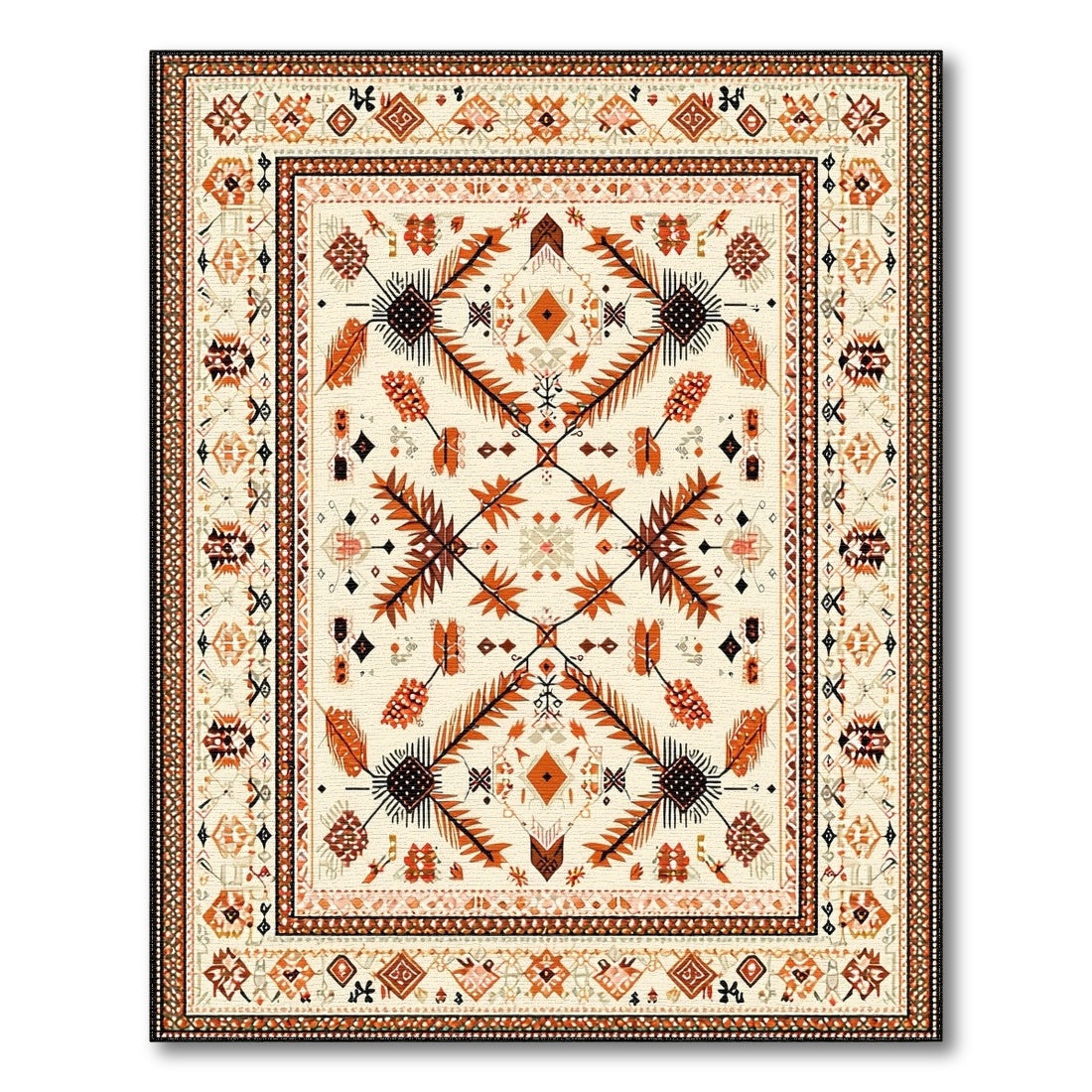 Orange Heritage Tribal Southwestern Area Rug