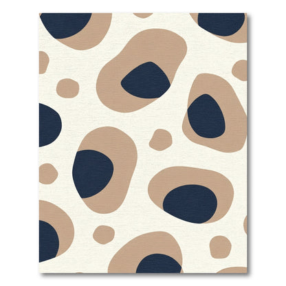 Tan Navy Abstract Organic Shapes Rug