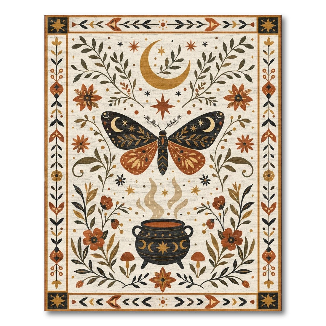 Boho Moth Cauldron Area Rug