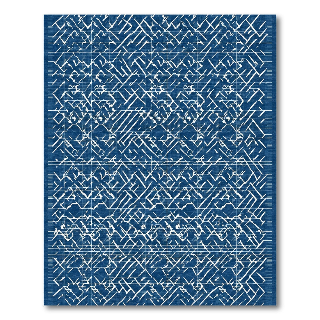 Deep Blue Abstract Linear Rug