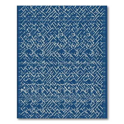 Deep Blue Abstract Linear Rug