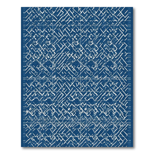 Deep Blue Abstract Linear Rug