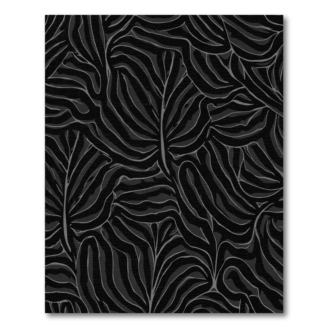 Dark Slate Gray Abstract Leaf Flow Rug