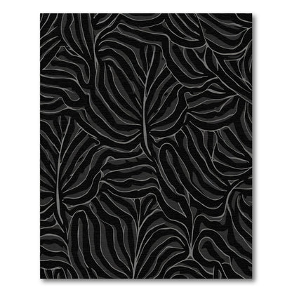 Dark Slate Gray Abstract Leaf Flow Rug