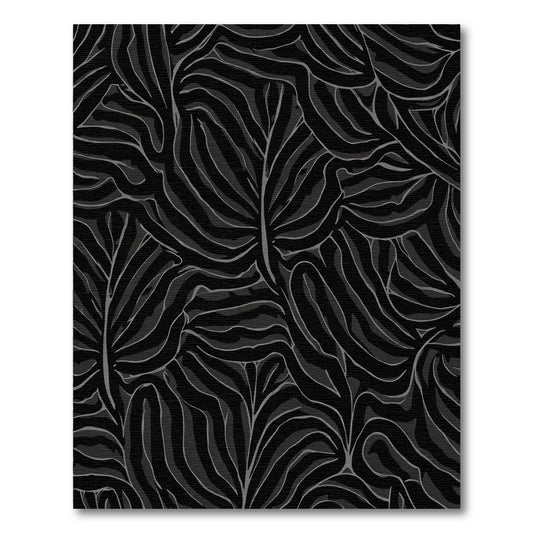 Dark Slate Gray Abstract Leaf Flow Rug