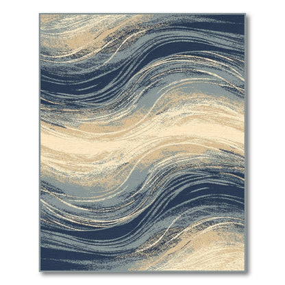 Blue Teal Abstract Wave Area Rug