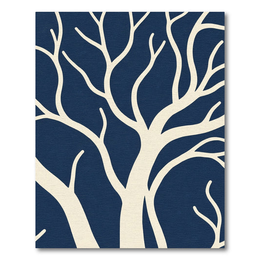 Cream Branches On Navy Background Rug