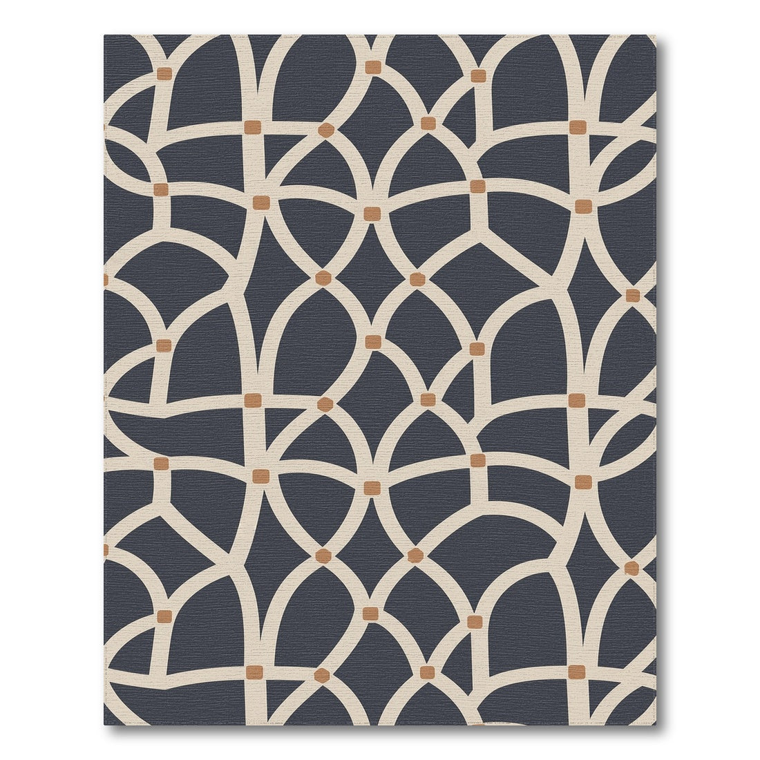 Blue and Teal Geometric Modern Navy Geometric Lattice Area Rug