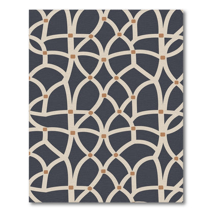 Blue and Teal Geometric Modern Navy Geometric Lattice Area Rug