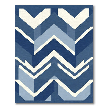 Navy Blue Geometric Chevron Rug