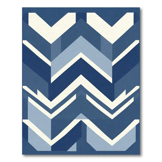Navy Blue Geometric Chevron Rug