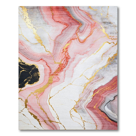 Abstract Area Gold Pink Marble Gold Abstract Area Rug