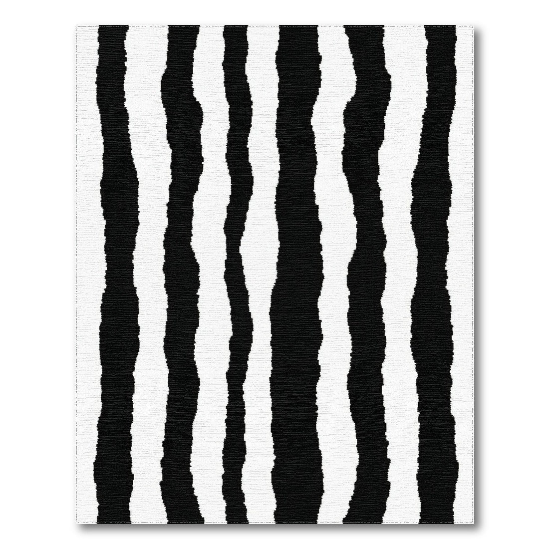 Black and White Wavy Striped Area Rug