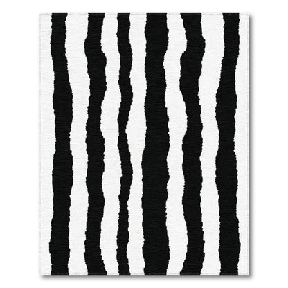 Black and White Wavy Striped Area Rug