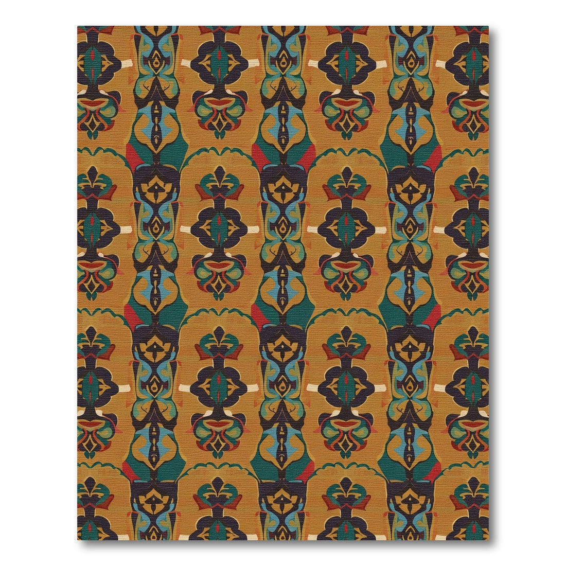 Ochre Medieval Motif Statement Rug