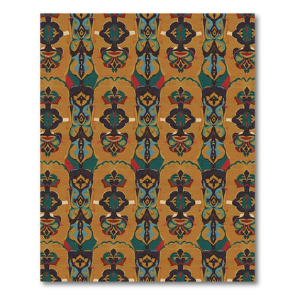 Ochre Medieval Motif Statement Rug
