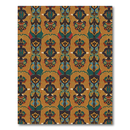 Ochre Medieval Motif Statement Rug