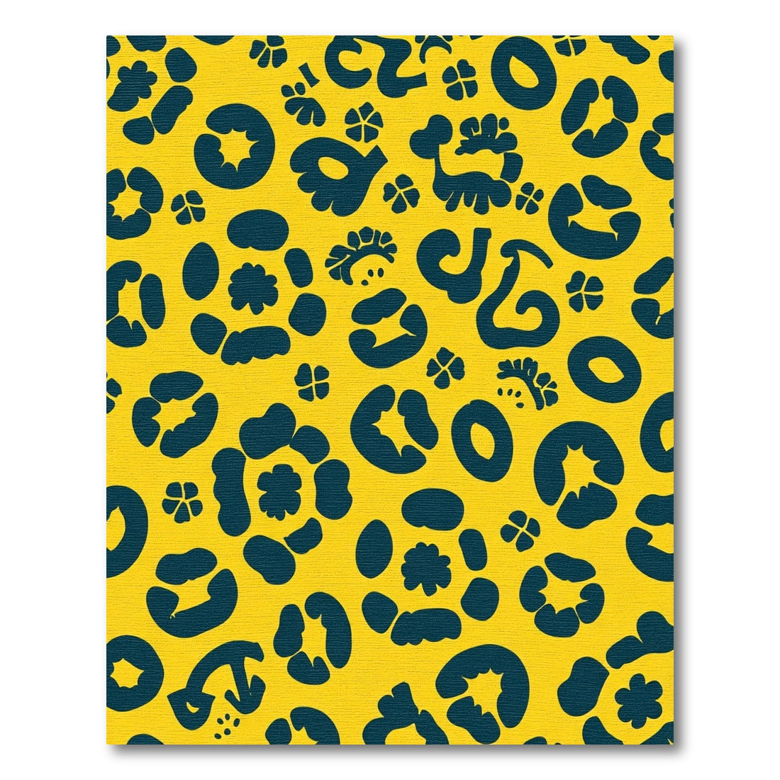 Bold Teal Leopard Spots Yellow Rug