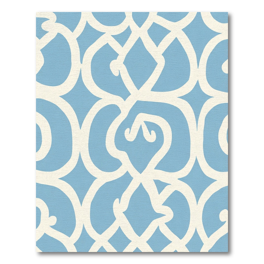 Sky Blue Scrollwork Lattice Rug