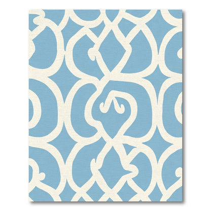 Sky Blue Scrollwork Lattice Rug