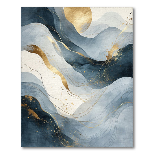 Navy Blue Mountains Golden Sun Rug