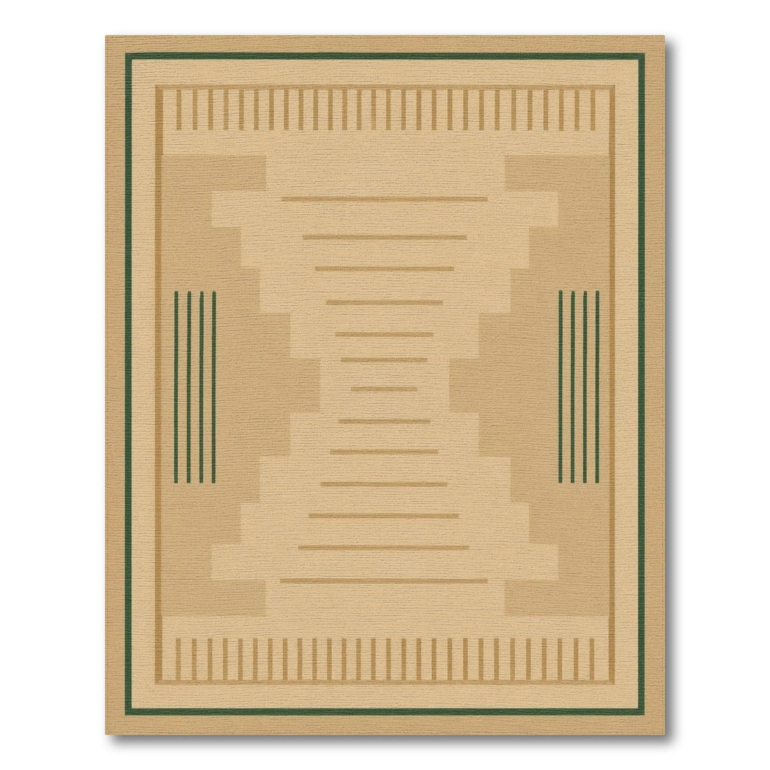 Beige Geometric Area Rug with Step Accents