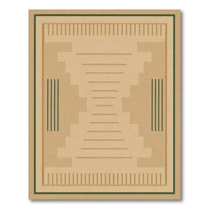 Beige Geometric Area Rug with Step Accents