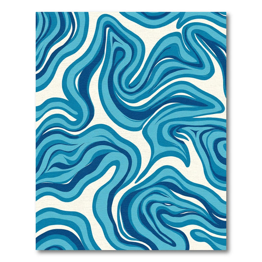 Modern Blue Swirl Abstract Rug