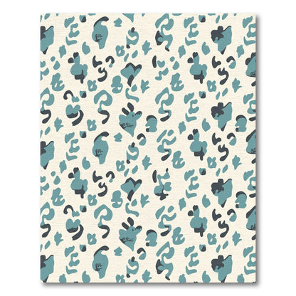Teal Leopard Spots Cream Rug