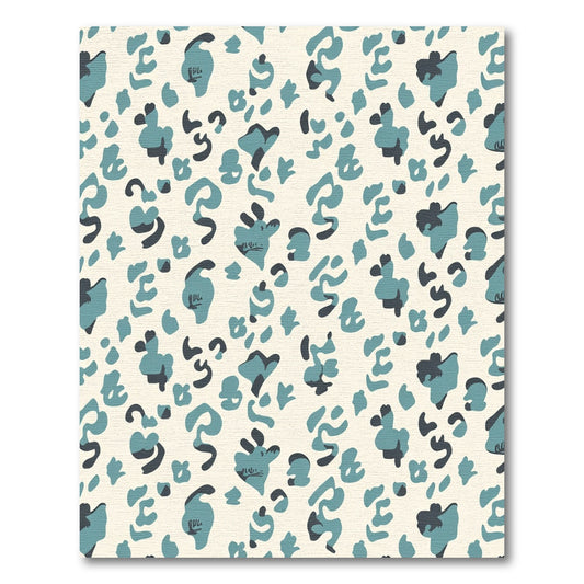 Teal Leopard Spots Cream Rug